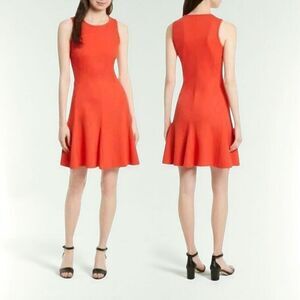 Kate Spade Broome Street Sleeveless Fit & Flare Pleated Flounce Dress Orange L